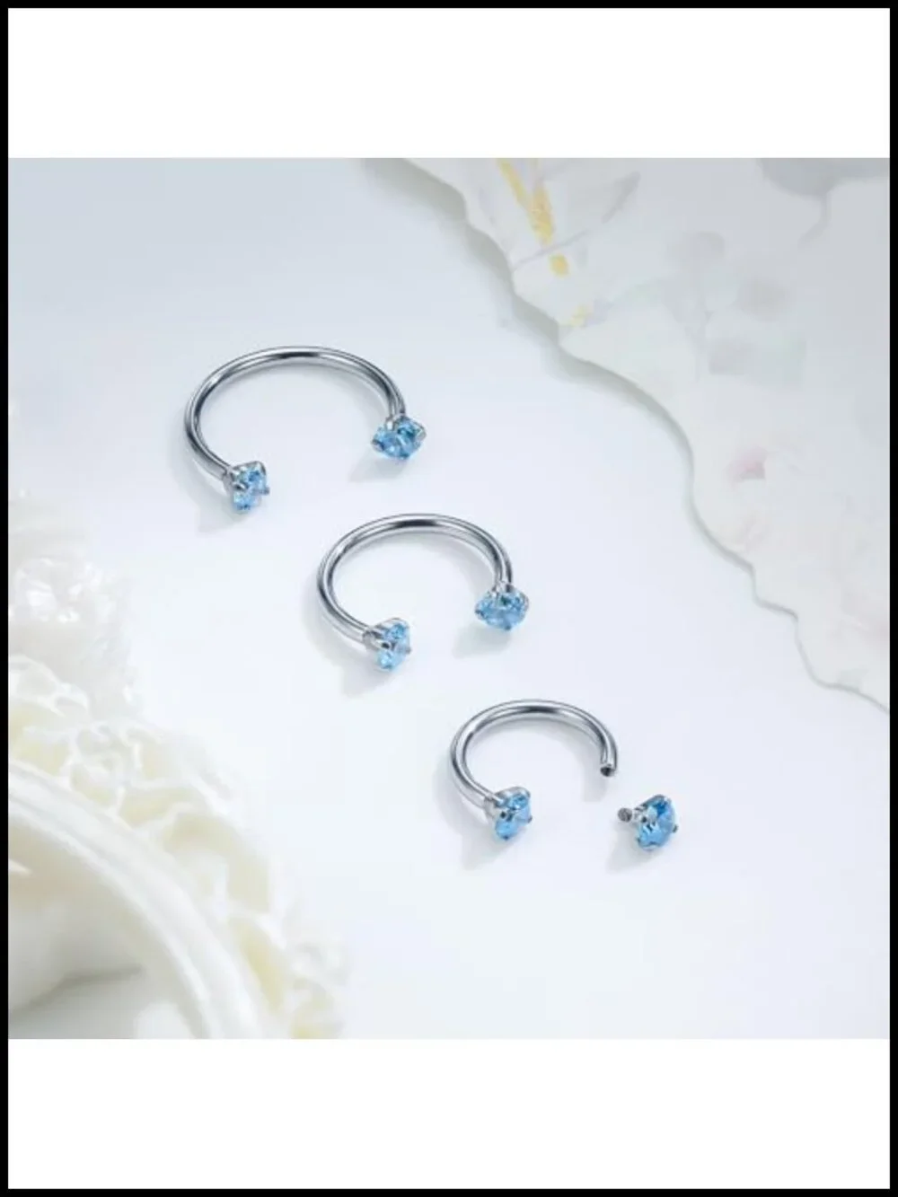 16G Titanium Horseshoe Nose Ring Septum Piercing Jewelry Internally Threaded CZ
